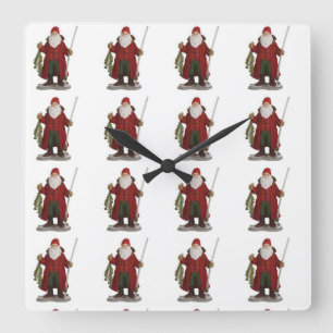 ’FISHING SANTA’ CHRISTMAS CLOCK FYRKANTIG KLOCKA