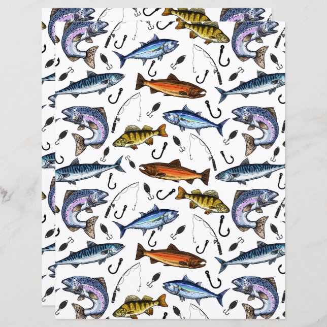 Fishing Scrapbook Paper (Fram/baksida)