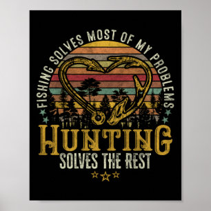 Fishing & Shed Hunter Antler Elk, Hjort Hunting Poster