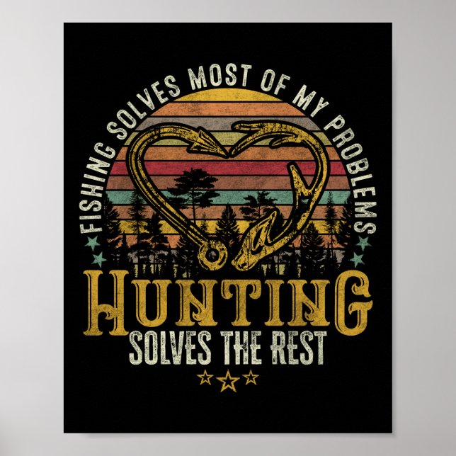 Fishing & Shed Hunter Antler Elk, Hjort Hunting Poster (Framsidan)