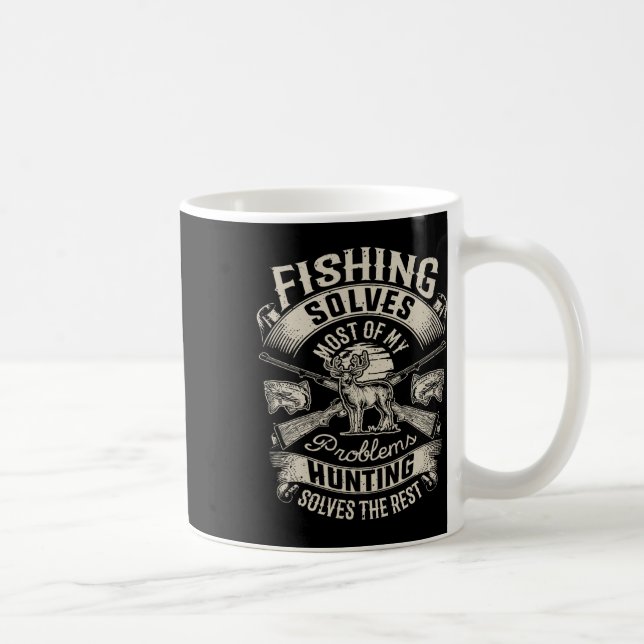 Fishing Solves Most Of My Problems T Shirt Hunting Kaffemugg (Höger)