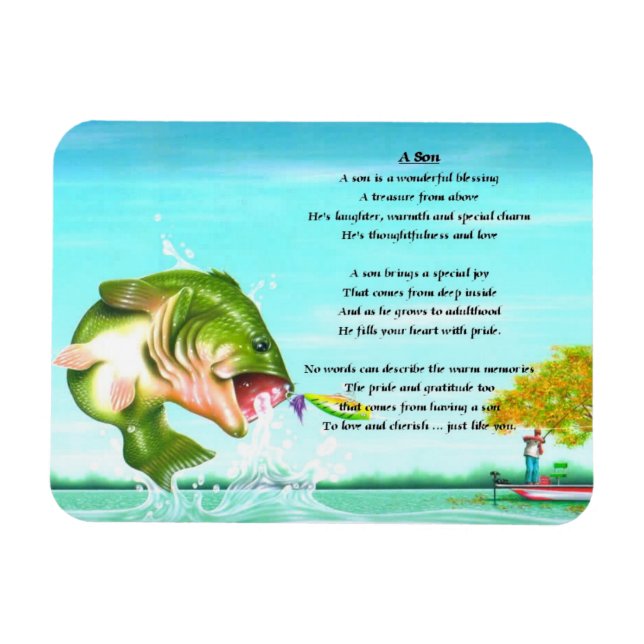 Fishing Son dikt Magnet (Horisontell)