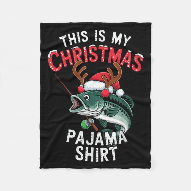 Fishing This Is My Christmas Pajama B Fish Santa H Fleecefilt (Framsidan)