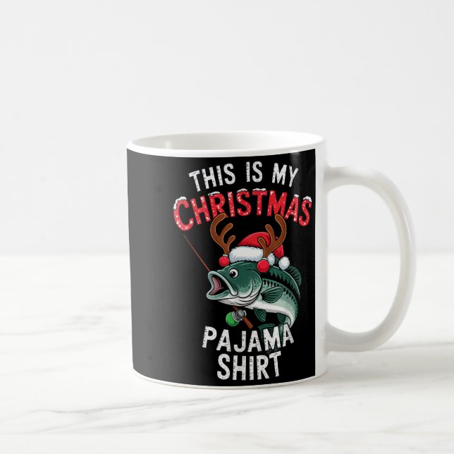 Fishing This Is My Christmas Pajama B Fish Santa H Kaffemugg (Höger)