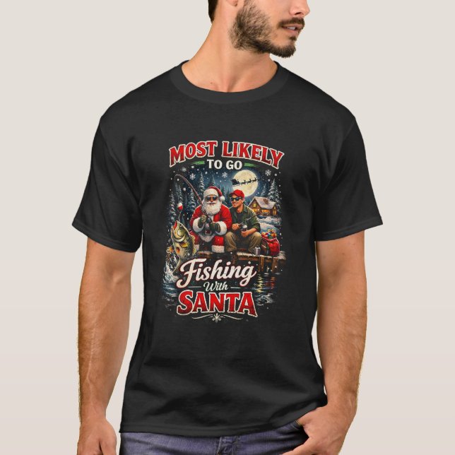 Fishing with Santa T Shirt (Framsida)