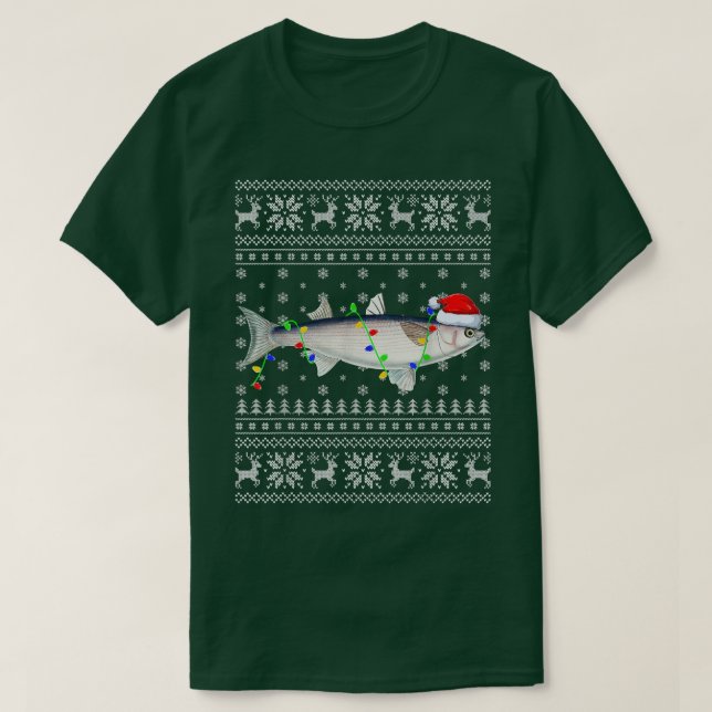 Fishing Xmas Lighting Santa Ugly Mullet Fish Chris T Shirt (Design framsida)