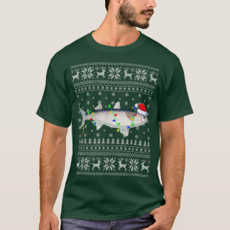 Fishing Xmas Lighting Santa Ugly Mullet Fish Chris T Shirt