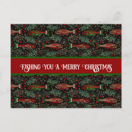 Fishing You a Merry Christmas Red Green Trout Vykort