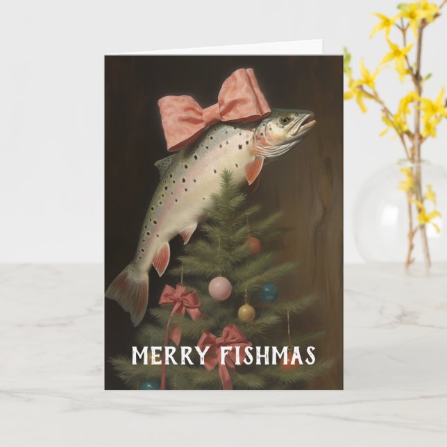 Fishmas Träd Julkort Kort (Gul blomma)