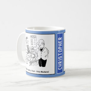 Fishmonger säljer Heliga Mackerel till Vicar. Kaffemugg