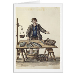 Fishmonger som är venetian (manuskript) hälsningskort