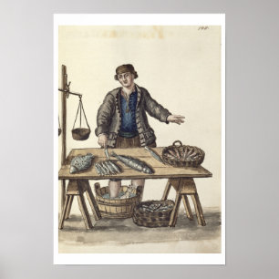 Fishmonger som är venetian (manuskript) poster