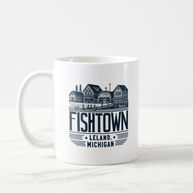 Fishtown Leland Michigan Funny Kaffemugg (Vänster)
