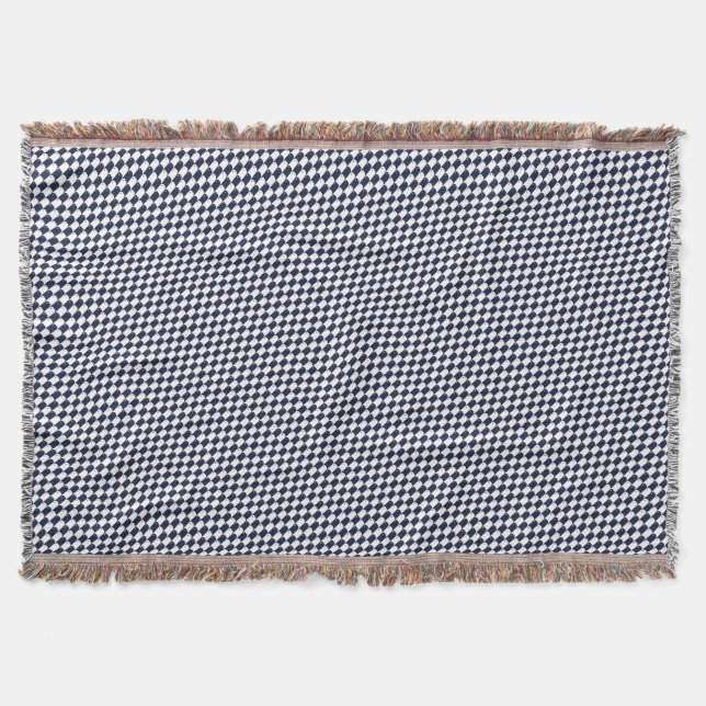 Fishy Houndstooth Mönster Navy and White Blanket Mysfilt (Framsidan)