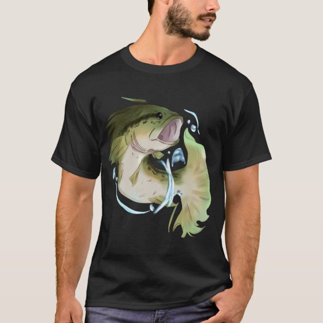 Fisk Abborre (grön version) T Shirt (Framsida)