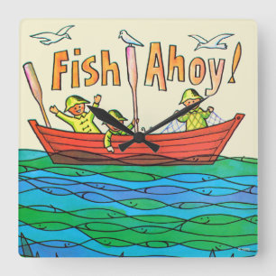 Fisk Ahoy! Fyrkantig Klocka