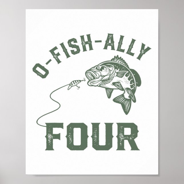 Fisk-ally Fyra Födelsedagsdekorationer 4-års Födel Poster (Framsidan)