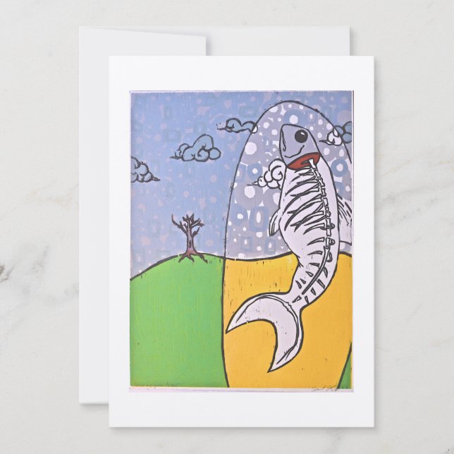 "Fisk är grovt att äta" platta kort (Framsida)