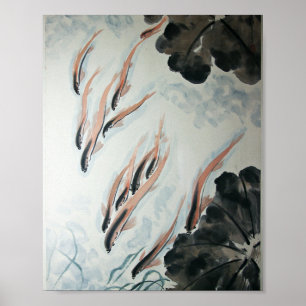 Fisk är Vänner, orientalisk målning Poster