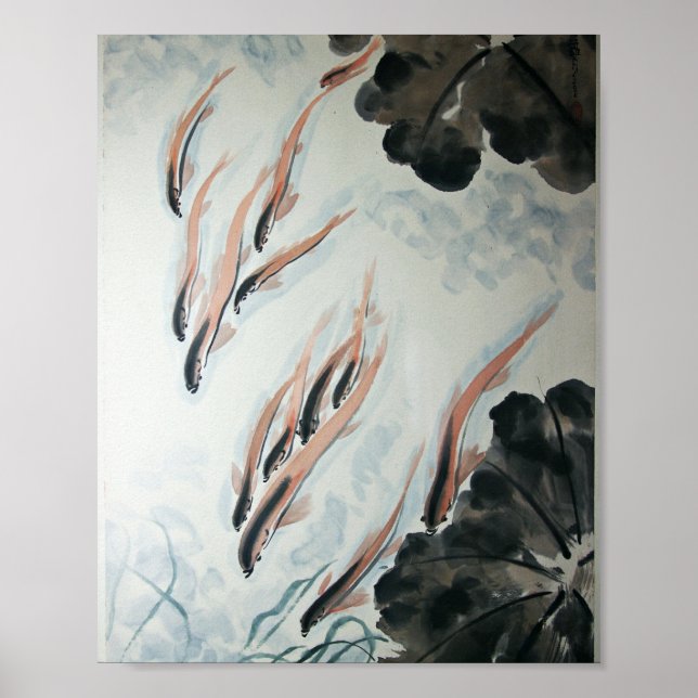 Fisk är Vänner, orientalisk målning Poster (Framsidan)