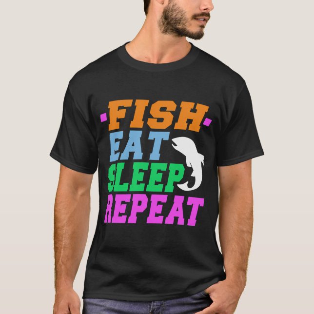 fisk äter sover upprepa t shirt (Framsida)