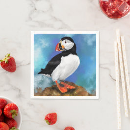 Fisk atlantisk puffin Bird Painting Miged Art Pappersservett