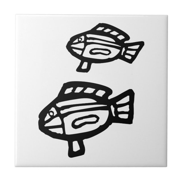 Fisk, australiska teckning (Aborigine) Kakelplatta (Framsidan)