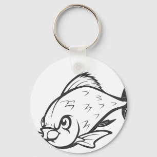 Fisk av Giant Barb i svart och vitt Nyckelring