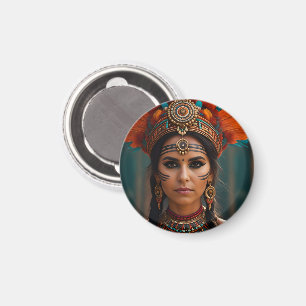 Fisk Aztec-kvinna porträtt Magnet