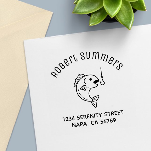 Fisk Bits Fiske krok Ark Adress Självfärgande Stämpel (Skapare uppladdad)