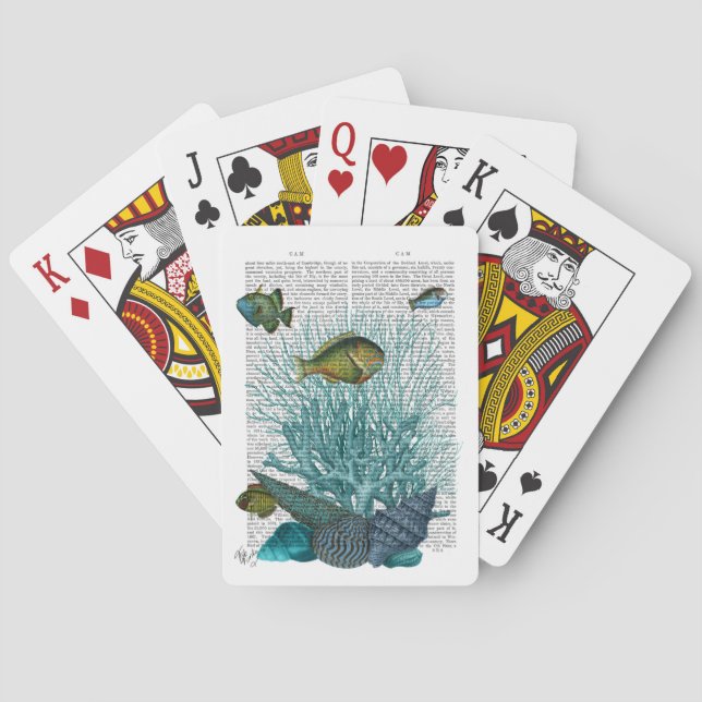 Fisk, blå Snäckor och koraller Casinokort (Baksidan)