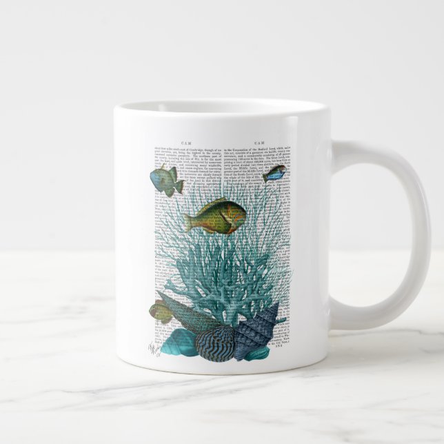 Fisk, blå Snäckor och koraller Jumbo Mugg (Höger)