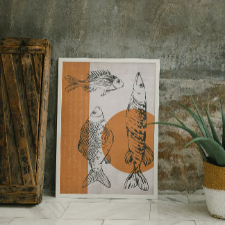 Fisk Bläck-skisser: Minimalistiskt, platt Poster