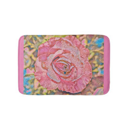 Fisk blommmålning i rosa ros badrumsmatta
