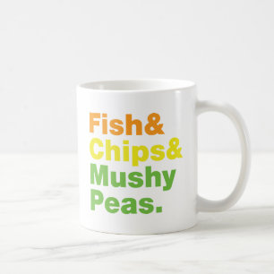 Fisk & chiper & Mushy Peas. Kaffemugg