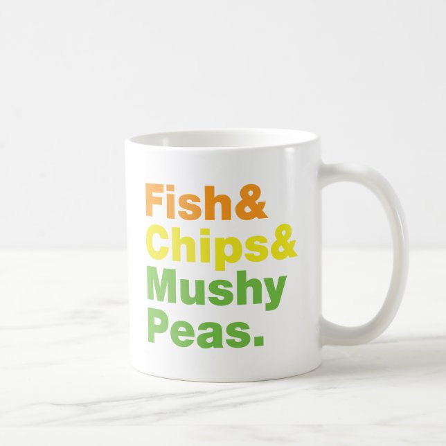 Fisk & chiper & Mushy Peas. Kaffemugg (Höger)