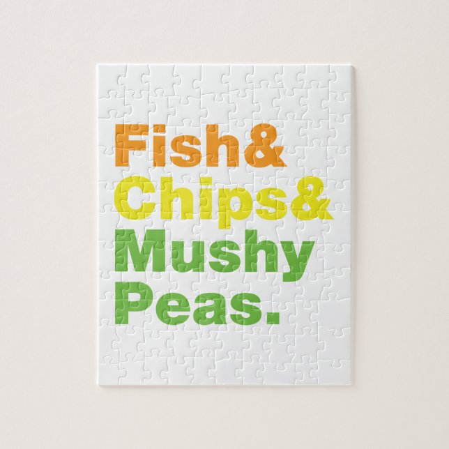 Fisk & Chips & Mosiga Ärtor. Pussel (Vertikal)