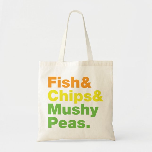 Fisk & Chips & Mosiga Ärtor. Tygkasse (Framsidan)