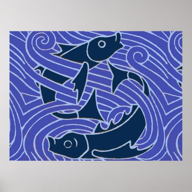 Fisk Djärv Simmande Ocean Blå Fiske Poster (Framsidan)