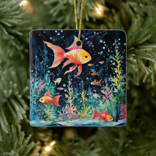 Fisk Dreamland, akvarium-perfektion. Julgransprydnad Keramik