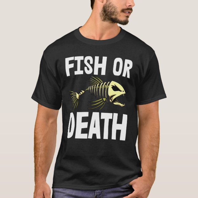 Fisk eller död S Skelett Fisk Ben T-shirts Vassa T (Framsida)