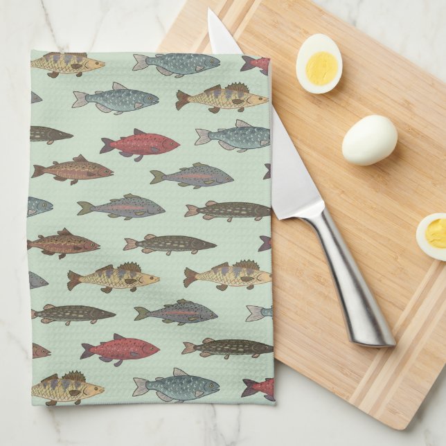 Fisk Fiske Kökshandduk (Vikt i Fjärdedel)