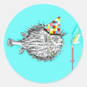 Fisk - Födelsedagsfest Runt Klistermärke