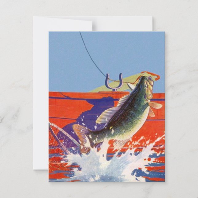 Fisk för fiske för tomt fartyg för inbjudan rött (Framsida)