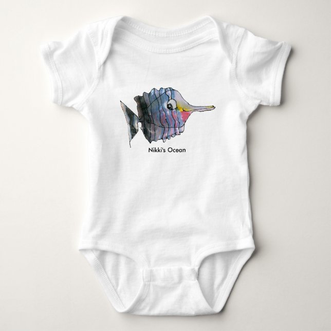 Fisk för fjäril för babypersonlig begynna tee shirt (Framsida)