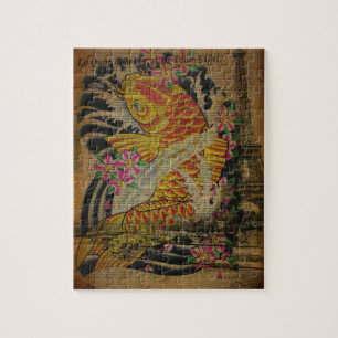 Fisk för koi för Paris vintagetatuering japansk Pussel