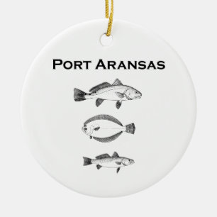 Fisk för portAransas Saltwater - fiskelogotyp Julgransprydnad Keramik