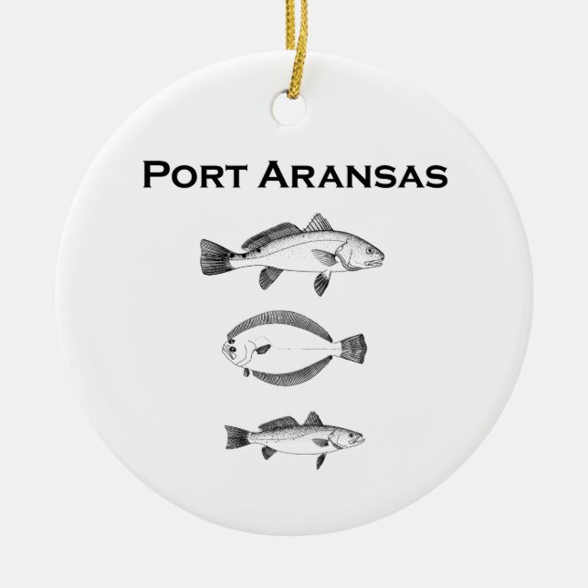 Fisk för portAransas Saltwater - fiskelogotyp Julgransprydnad Keramik (Framsidan)