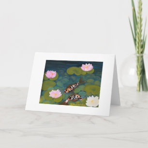 Fisk för två Koi och lotusblommablomma. Kort