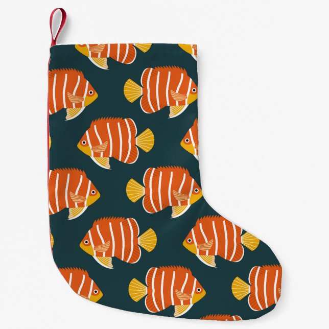 Fisk Frenso: Vintage Sömlös design Liten Julstrumpa (Framsidan)